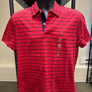 NWT! Tommy Hilfiger Men’s Stripe Polo Short In Red/Navy Size S/M/L
